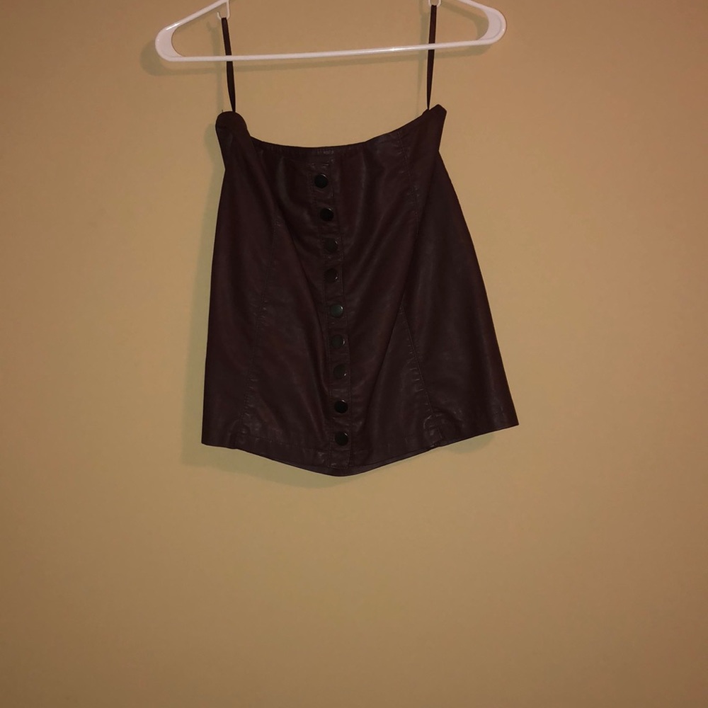 Free people maroon leather skirt